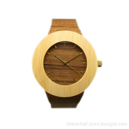 Ladies Genuine Leather Wrist Watches, Custom High Quality Quartz Wooden Watch